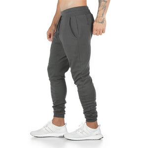 Mens Slim Casual Pants Solid Color Gyms