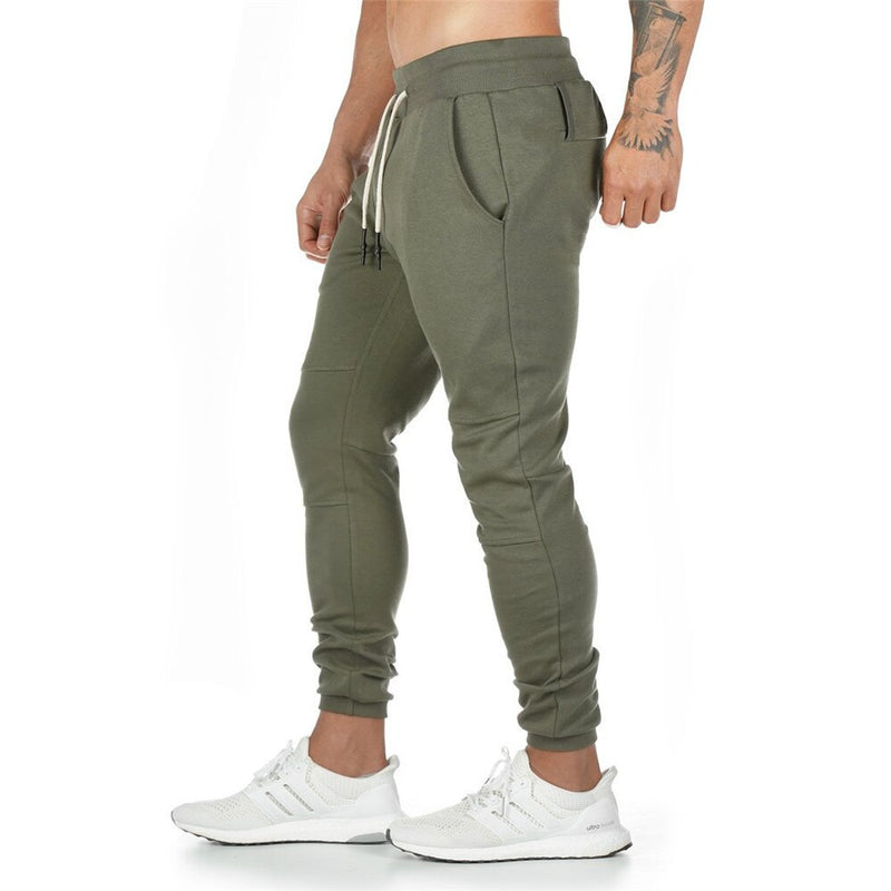 Mens Slim Casual Pants Solid Color Gyms