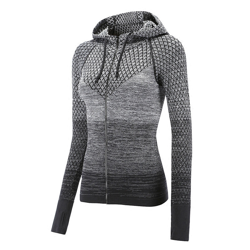 Front Zipper hooded Women's Yoga Shirts 