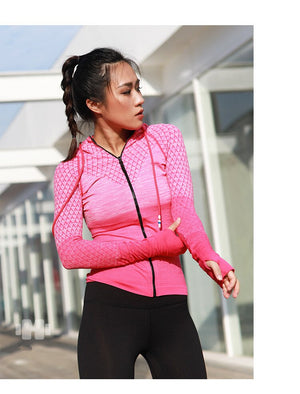 Front Zipper hooded Women's Yoga Shirts