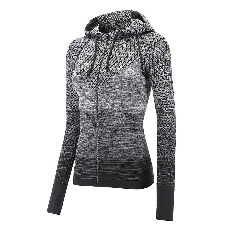 Front Zipper hooded Women's Yoga Shirts