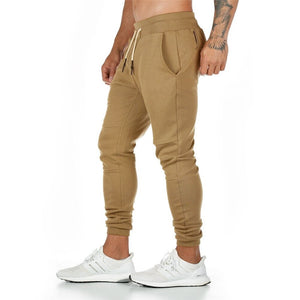 Mens Slim Casual Pants Solid Color Gyms